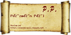 Pázmán Pál névjegykártya